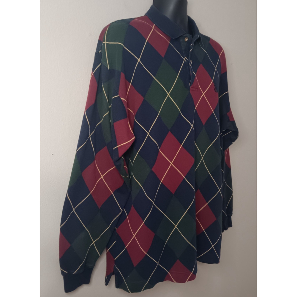 Vintage 90s Nautica Men's XL Polo Rugby Argyle Shirt L/S EUC - Picture 4 of 10